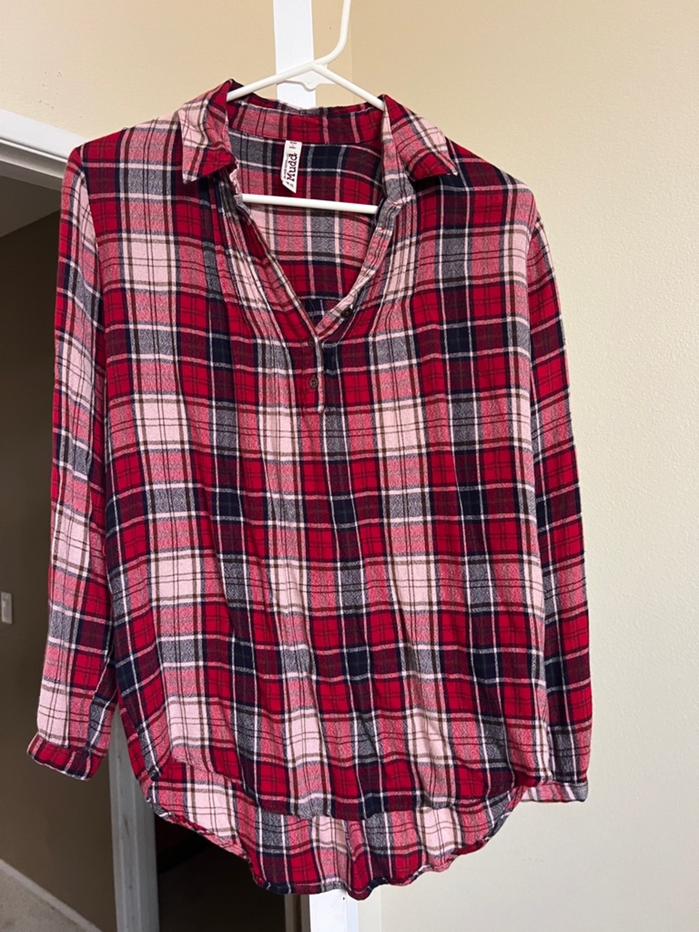 Mudd Red, Pink & Black Plaid Shirt